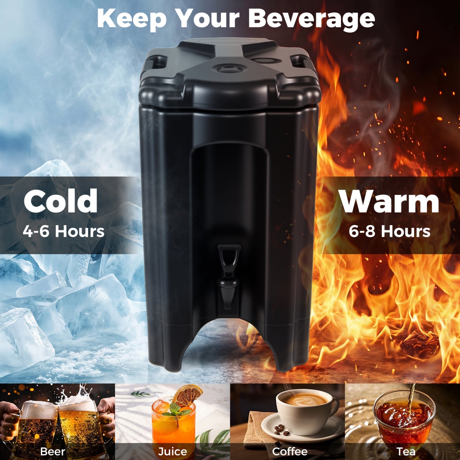 4.4 Gallons Insulated Beverage Dispenser with Handles and Drip-Proof Faucet