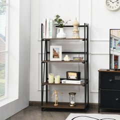 4-Tier Folding Bookshelf No-Assembly Industrial Bookcase Display Shelves