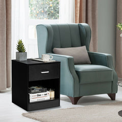 Modern Nightstand with Storage Drawer and Cabinet