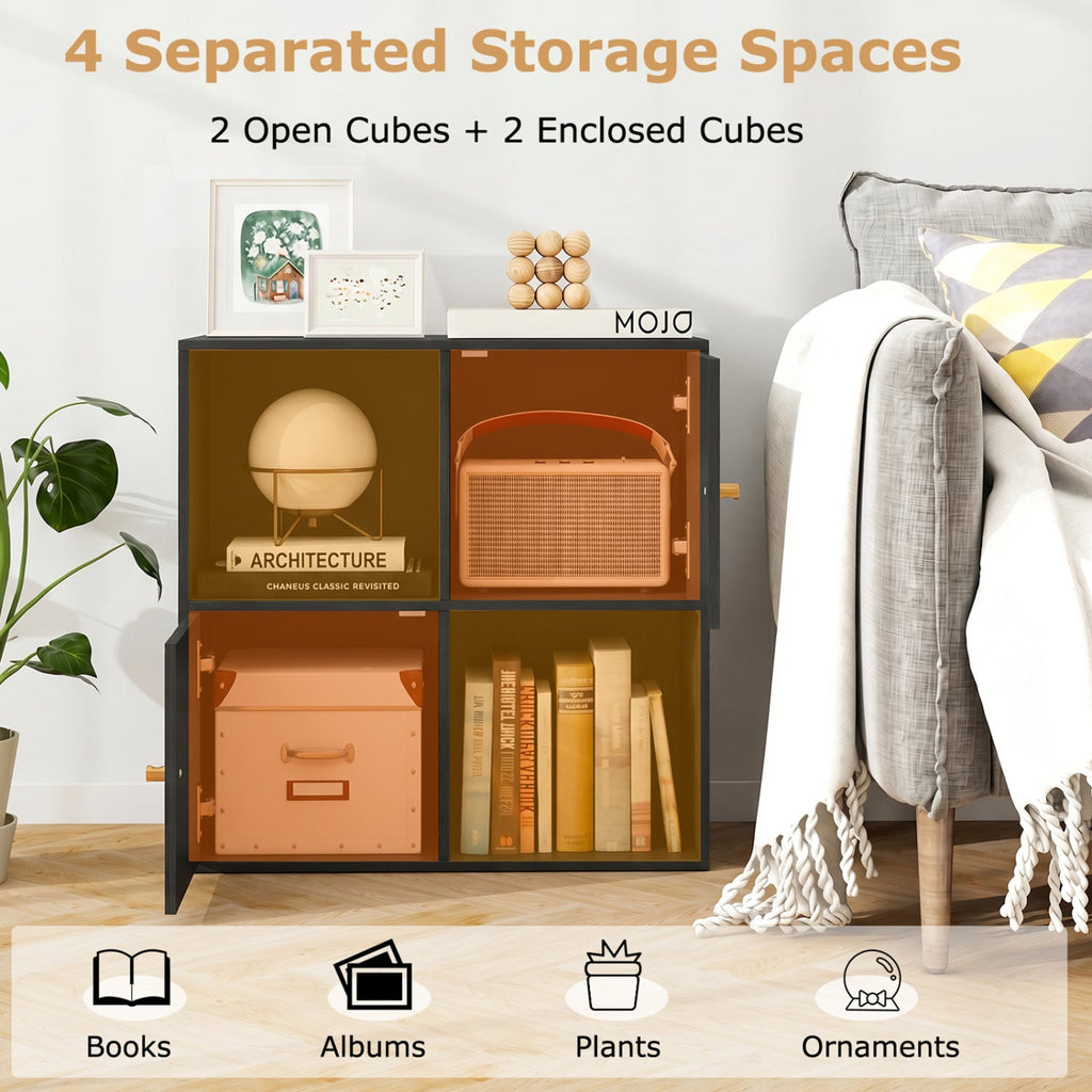 4-Cube Bookcase with 2 Cabinets and Anti-Tip Kit