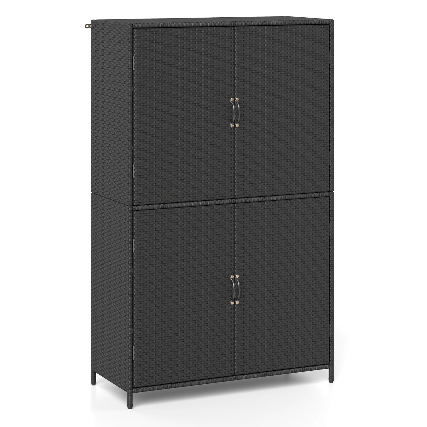 Rattan Vertical Storage Shed with Adjustable Shelves