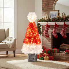 4 Feet Artificial Christmas Tree with 300 Branch Tips and 100 Warm White LED Lights