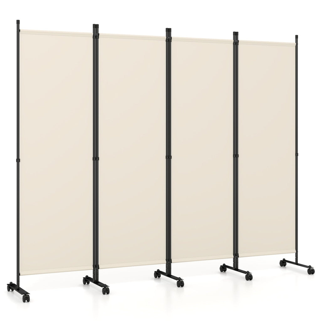 4-Panel Room Divider with Lockable Wheels - 87" x 68"