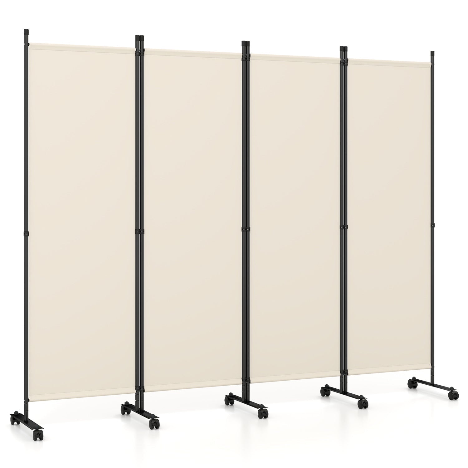 4-Panel Room Divider with Lockable Wheels - 87" x 68"