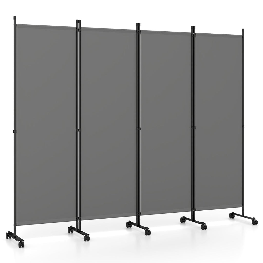 4-Panel Room Divider with Lockable Wheels - 87" x 68"