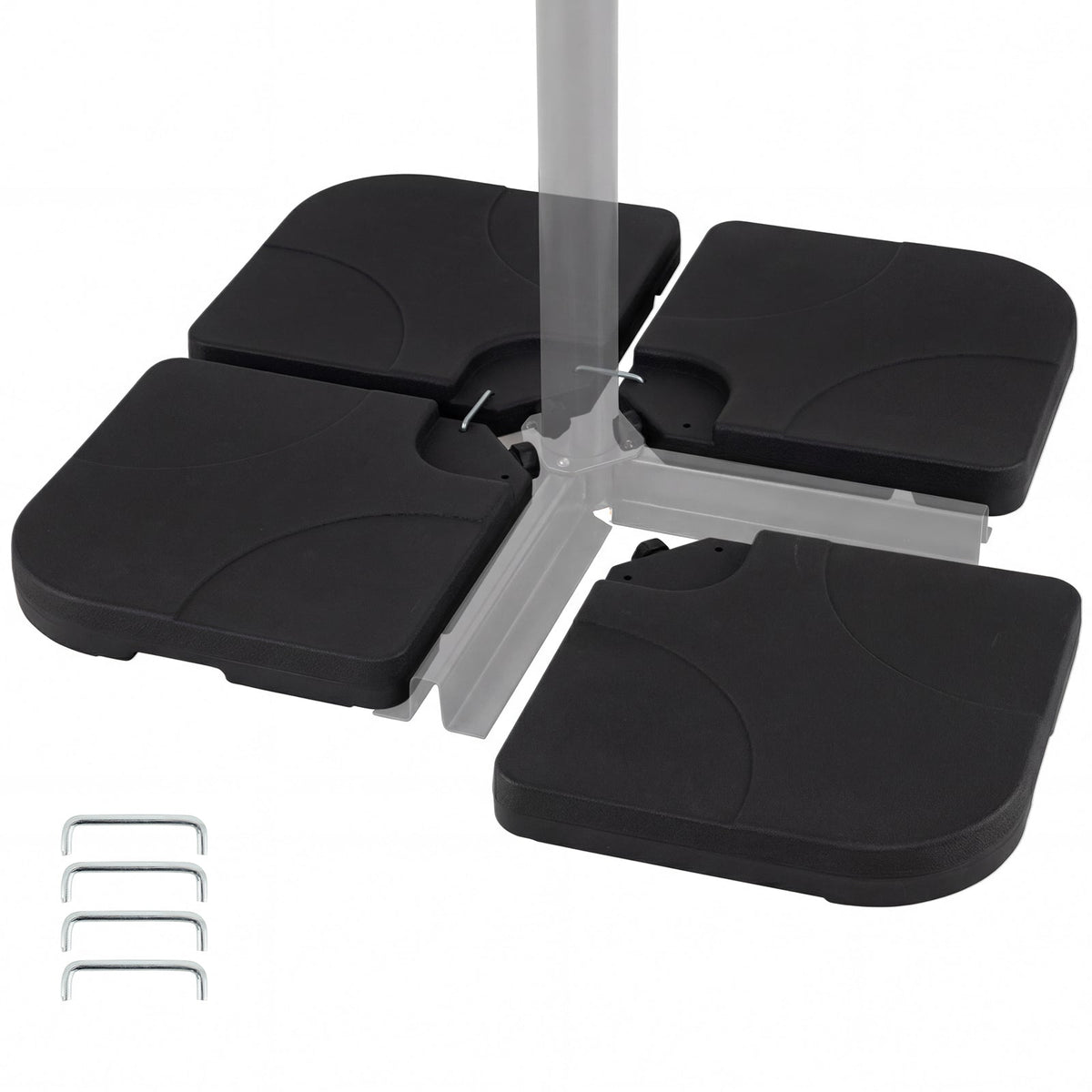 4-Piece Cantilever Offset Base 164 LBS Heavy-Duty Square with U-Locking Pins-Black