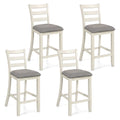 4 Pieces Counter Height Chairs with Fabric Seat and Rubber Wood Legs