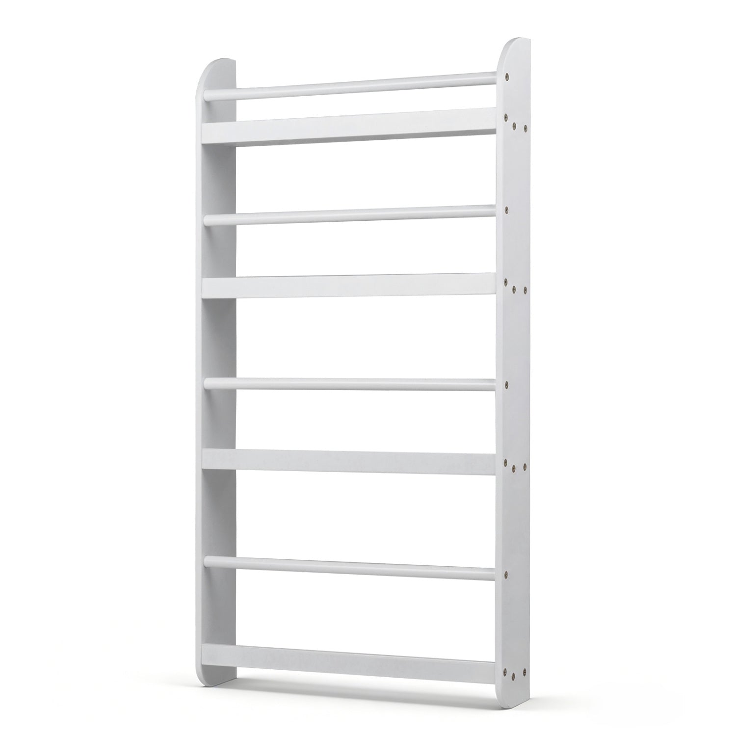 4-Tier Wall Mounted Bookshelf with Safety Rails