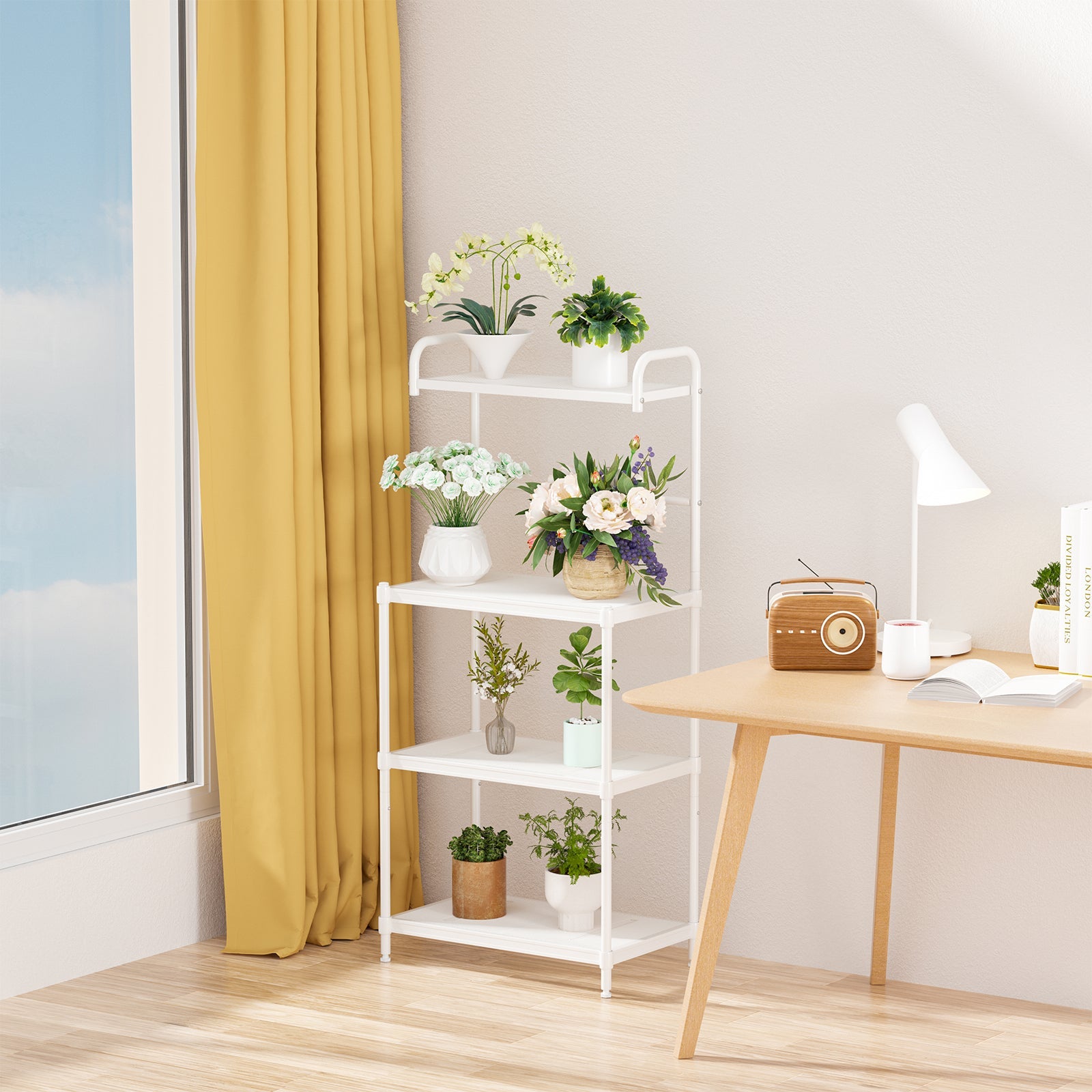4-Tier Kitchen Storage Baker Microwave Oven Rack Shelves-White