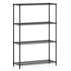 4-Tier Metal Storage Shelving Unit with V-Shaped Wire Rack-Black