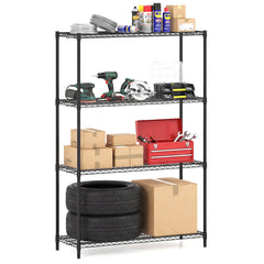 4-Tier Metal Storage Shelving Unit with V-Shaped Wire Rack-Black