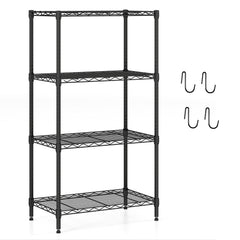 4-Tier Metal Storage Shelving Unit Set of 2 with V-Shaped Wire Rack-Black