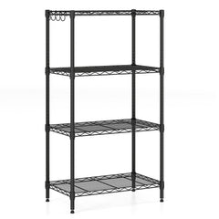 4-Tier Metal Storage Shelving Unit with V-Shaped Wire Rack and 600 LBS Capacity-Black