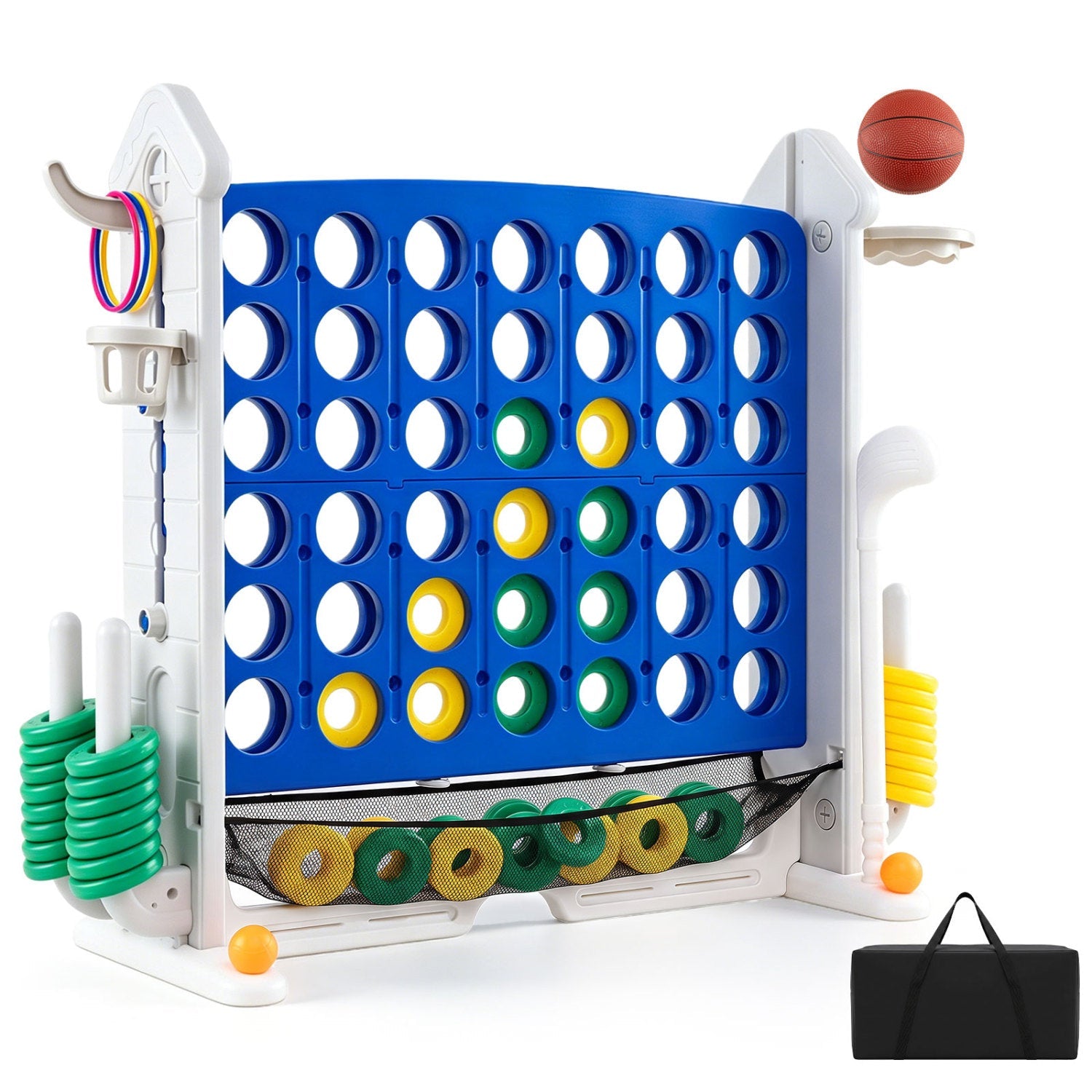 4-in-1 Adjustable Height Connect Game with Carry Bag