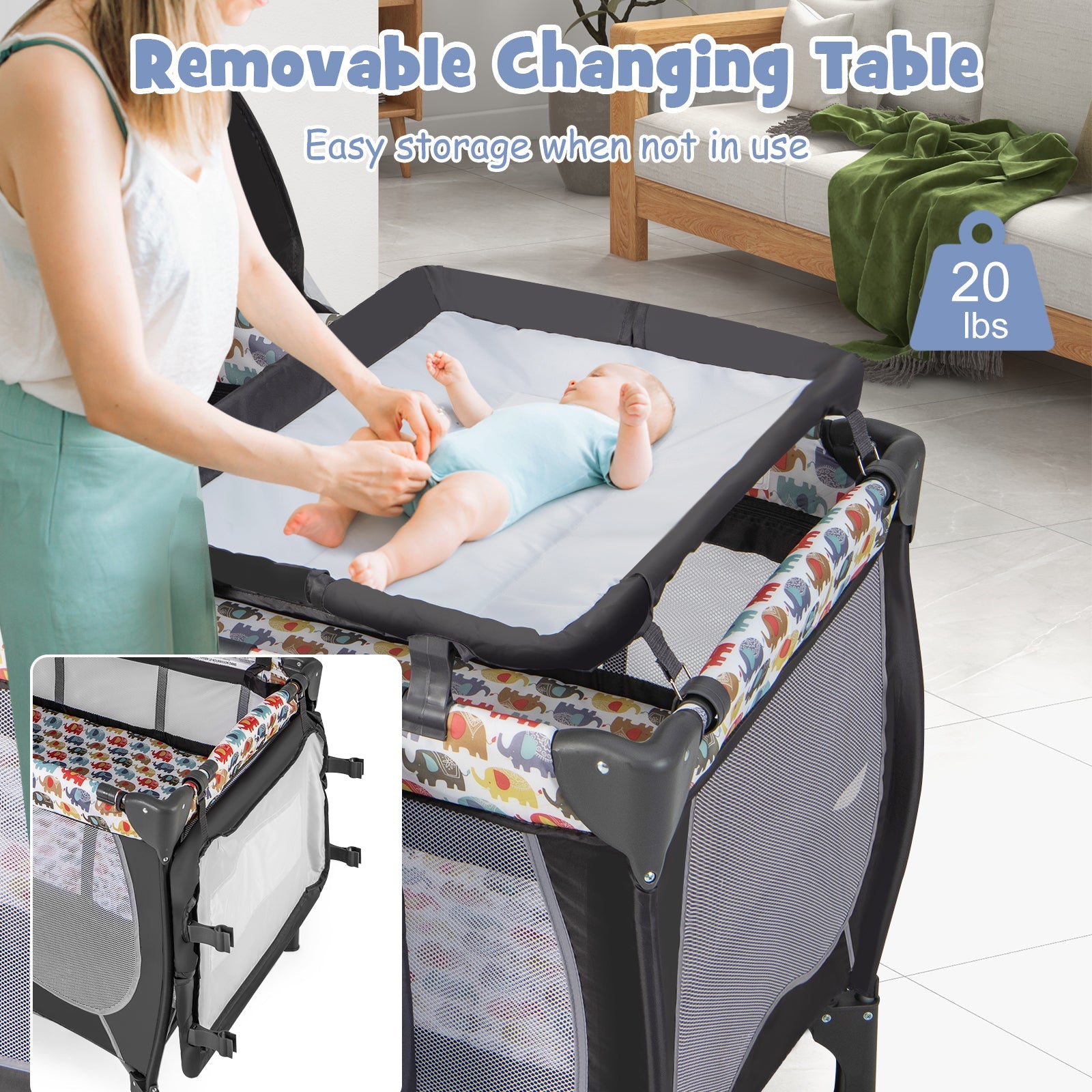4 in 1 Portable Baby Nursery Center with Net and Music Box-Multicolor
