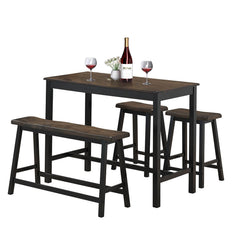 4 Piece Solid Wood Counter Height Dining Table Set-Coffee