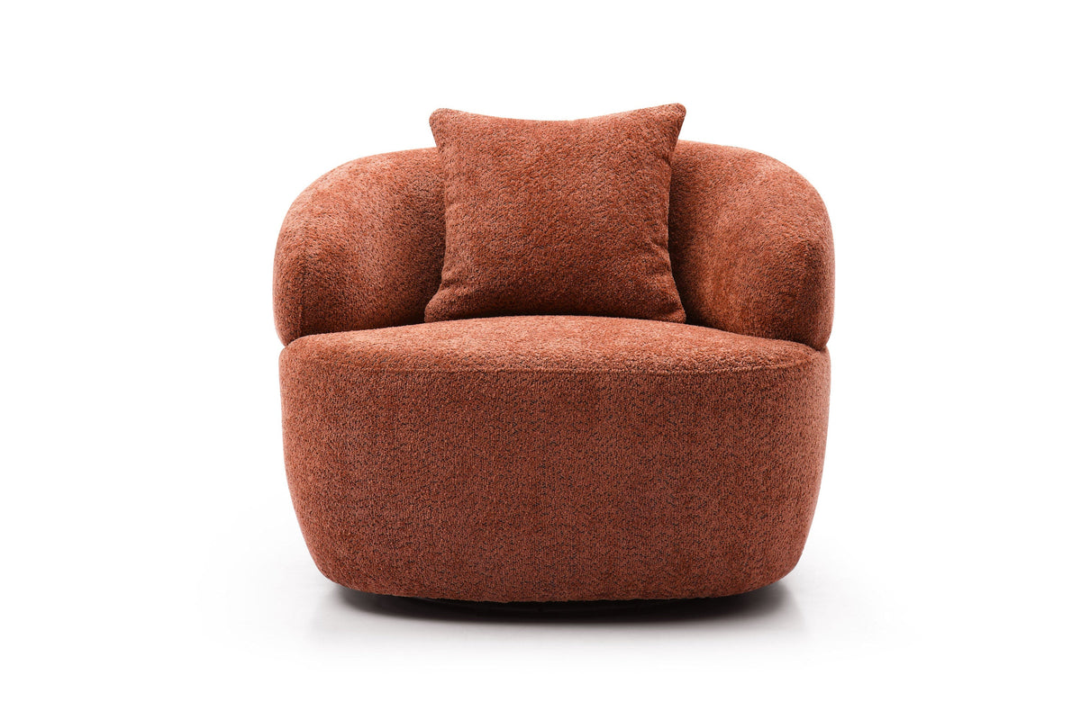 360° Swivel Mid Century Modern Curved 1-Seat Sofa - Orange