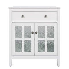 Bathroom Vanity With Ceramic Sink, Adjustable Shelf & Tip Out Tray