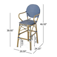 Outdoor Wicker and Aluminum French Barstools (Set of 2)
