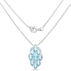 4.77 Carat Genuine Swiss Blue Topaz .925 Sterling Silver Pendant