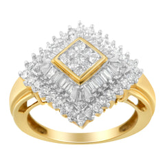 10K Yellow Gold Diamond Ballerina Ring (1 Cttw, I-J Color, I1-I2 Clarity) - Size 7