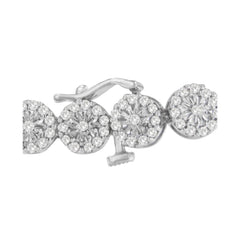 14K White Gold 2.00 Cttw Diamond Halo Link Tennis Bracelet (H-I Color, I1-I2 Clarity) - 7" Inches