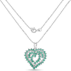 1.53 Carat Genuine Emerald .925 Sterling Silver Pendant