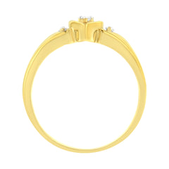 10KT Yellow Gold 1/20 cttw Diamond Triple Heart Diamond Ring (K-L, I1-I2) - Size 7