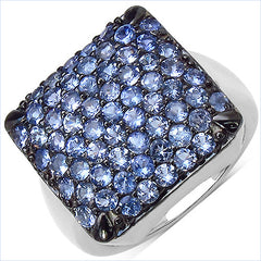 2.21 Carat Genuine Tanzanite .925 Sterling Silver Ring