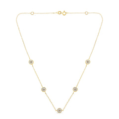 Yellow Color Plated Sterling Silver Diamond Station Necklace (1/2 cttw, K-L Color, I2-I3 Clarity)