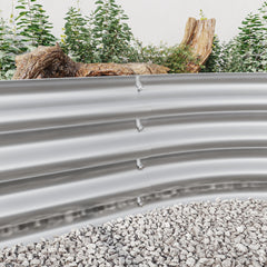 Raised Garden Bed Outdoor Oval Large Metal Planter Bed - Silver