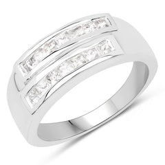 0.70 Carat Genuine White Sapphire .925 Sterling Silver Ring