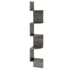 5-Tier Corner Shelf Floating Bookshelf Wall Mounted Storage Organizer-Oak