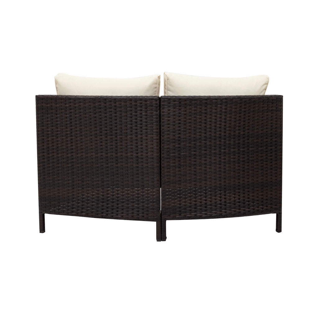Alora Premium 5-Piece All-Weather Half-Moon Outdoor Rattan Wicker Patio Sectional Sofa Furniture Set With Tempered Glass Table (SAK32615)