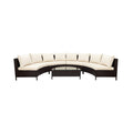 Alora Premium 5-Piece All-Weather Half-Moon Outdoor Rattan Wicker Patio Sectional Sofa Furniture Set With Tempered Glass Table (SAK32615)