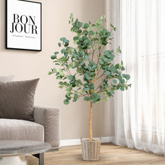 5.5 Feet Artificial Eucalyptus Tree with 517 Silver Dollar Leaves-2 Pack