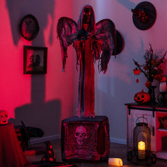 5.5ft Halloween Animatronic Decoration with Light Up Eyes and Shaking Wings