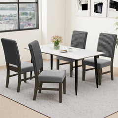 Dining Chair Set of 2 Mid-Century Modern Velvet Fabric Upholstered Chairs-Grey