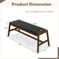 50 Inch Long Solid Wood Dining Bench Upholstered Table Bench with Faux Leather Padded Seat-Walnut
