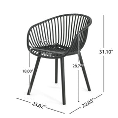 Modern Mykonos Outdoor Dining Chairs Set of 2 with Weather-Resistant Black Plastic Resin