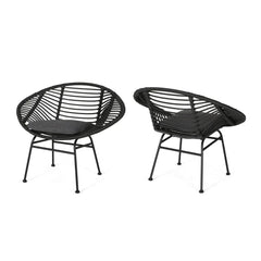 Cordella - Outdoor Woven Wicker Chairs With Cushions, Set of 2