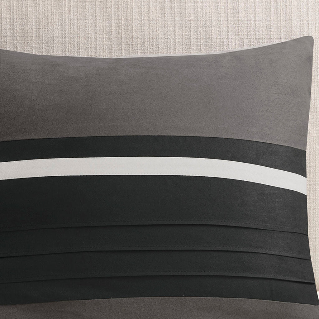 7 PC Pieced Faux Suede Comforter Set Black King