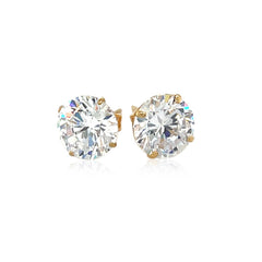 14k Yellow Gold 8.0mm Round CZ Stud Earrings