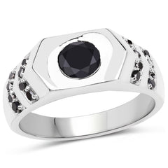 1.53 Carat Genuine Black Diamond .925 Sterling Silver Ring