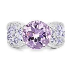 4.07 Carat Genuine Amethyst & Tanzanite .925 Sterling Silver Ring