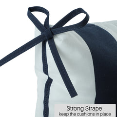 2-Piece High Back Chair Cushion Set, Navy Blue/White