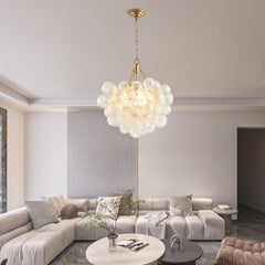 20-Inch Gold Pendant Light Chandelier with Threaded Clear Glass Globe Shade