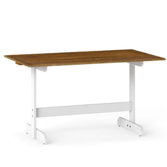 55 Inch Dining Table for 4-6 People Rectangular Kitchen Table with Solid Wood Trestle Base-Walnut