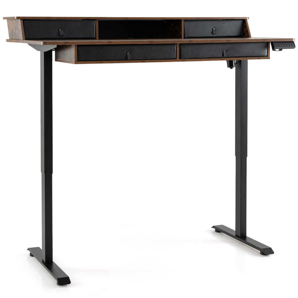 55 Inch x 27 Inch Electric Standing Desk with Drawers