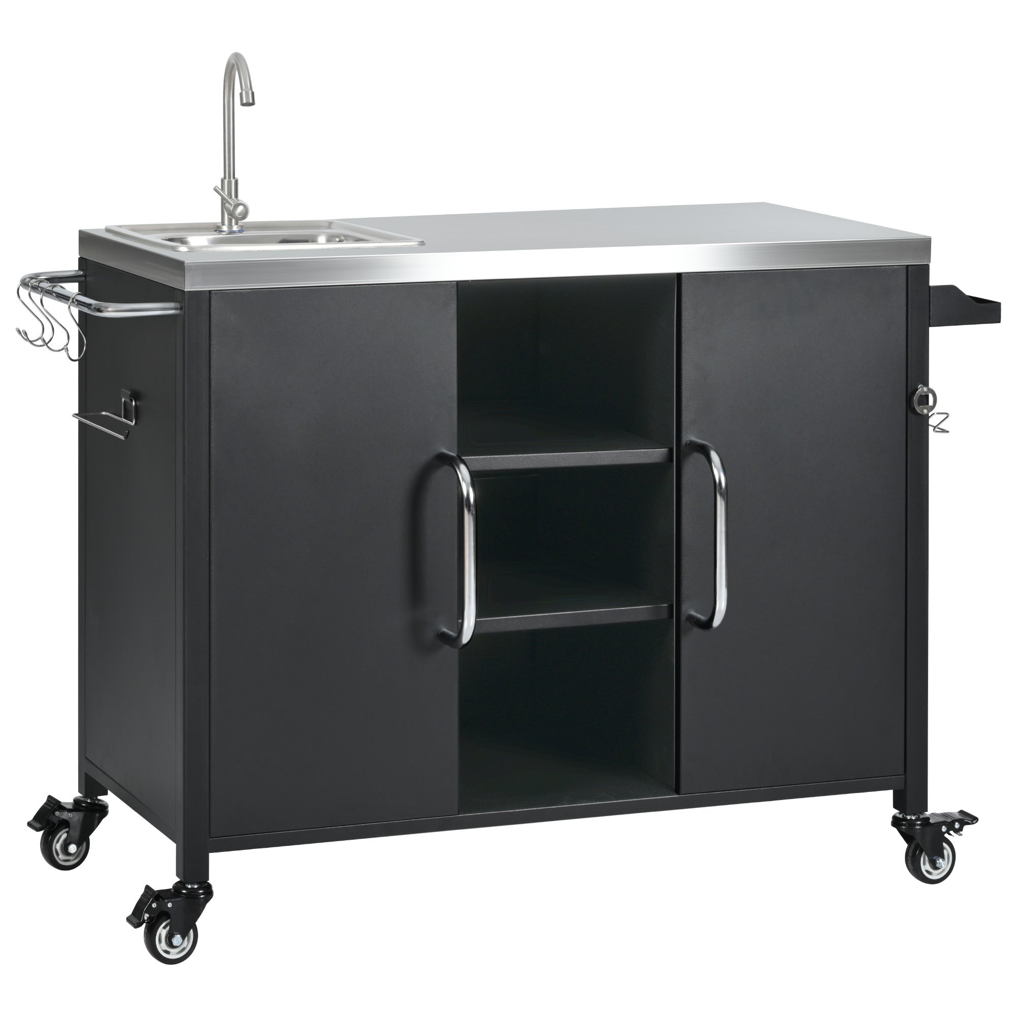 K&K 55.5' Outdoor Kitchen Island with 304 Stainless Steel Sink
